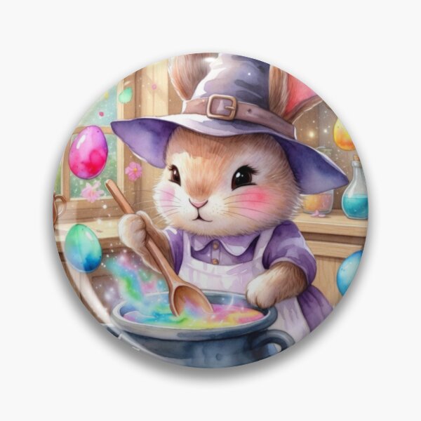 Item preview, Cute Witch Bunny Brewing Rainbow Easter Potion designed and sold by TatiK-Treasures.