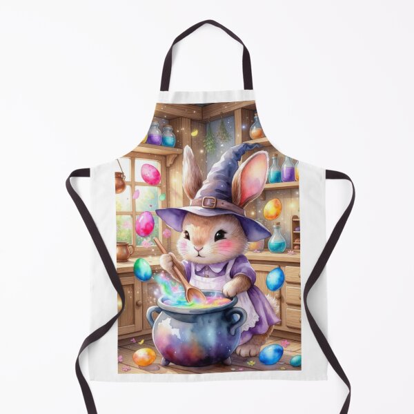 Item preview, Cute Witch Bunny Brewing Rainbow Easter Potion designed and sold by TatiK-Treasures.