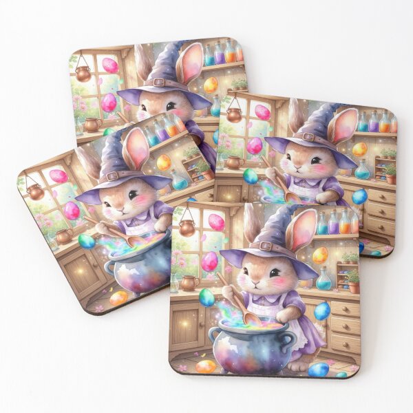 Item preview, Cute Witch Bunny Brewing Rainbow Easter Potion designed and sold by TatiK-Treasures.