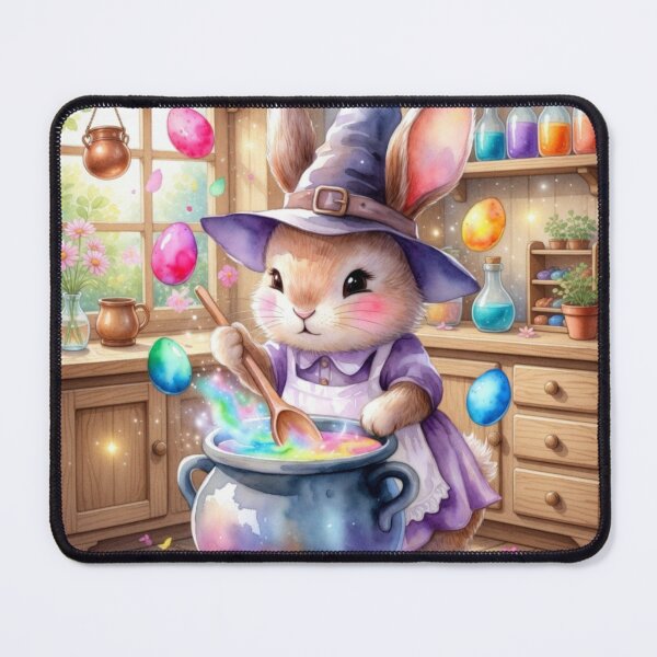 Item preview, Cute Witch Bunny Brewing Rainbow Easter Potion designed and sold by TatiK-Treasures.
