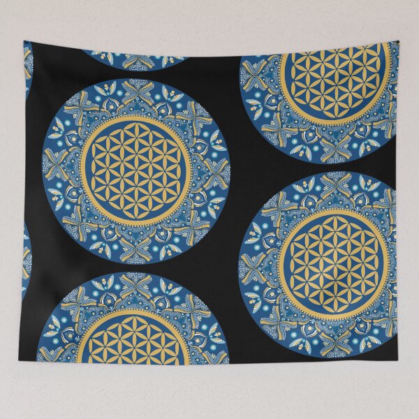 Item preview, Flower of Life - Turquoise & Gold designed and sold by The Dotted Brush.