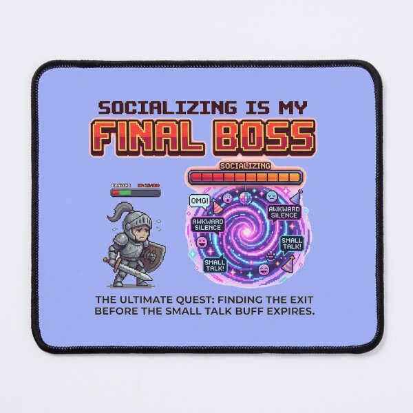 Item preview, Introvert Socializing Is My Final Boss Funny Gamer Pixel Art designed and sold by Quiet Mode Studio.