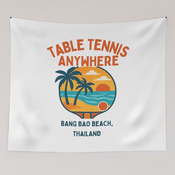 Item preview, Bang Bao Beach Thailand Table Tennis Anywhere Retro Sunset Paddle T-Shirt designed and sold by OhMyPingCo.