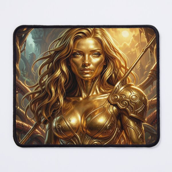 Item preview, Golden Fantasy Warrior Portrait with Ornamental Armor and Radiant Cosmic Energy designed and sold by FotoworldEdel.