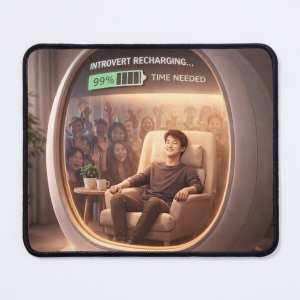 Item preview, Introvert Recharging Mode – Social Battery Meme Illustration designed and sold by NarpLTD.
