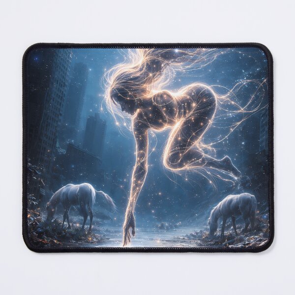 Item preview, Ethereal Spirit Woman Rising Over Ruined City designed and sold by KnitOfShadoF.
