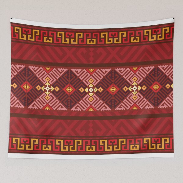Item preview, Traditional Tribal Geometric Pattern in Red and Gold designed and sold by PowerAntShop.