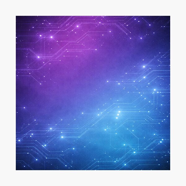 Aperçu de l'œuvre Purple Blue Tech Gradient Circuit Background créée et vendue par QuantumOasis.