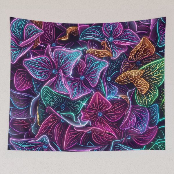 Item preview, Neon Cyberpunk Hydrangea Glowing Botanical Art designed and sold by Scoutic-Neon.