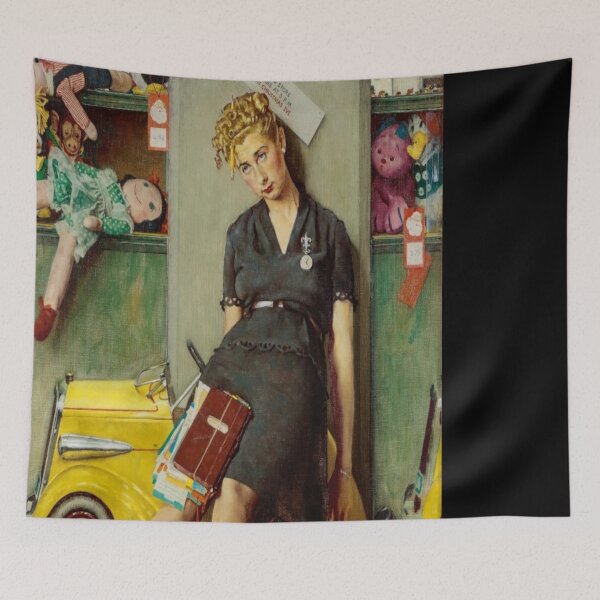 Item preview, Tired Salesgirl On Christmas Eve By Norman Rockwell designed and sold by DONTSPACEAWAY.