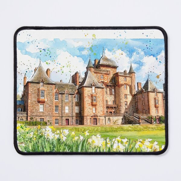 Item preview, Watercolour illustration of Thirlestane Castle, Scottish Borders designed and sold by davidelder.