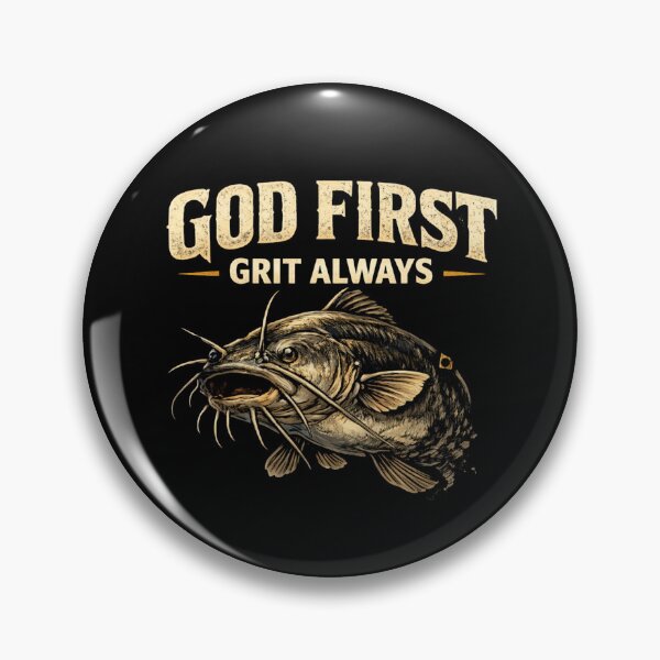 Item preview, God First Grit Always – Christian Fishing Catfish Shirt for Fishermen & Outdoorsmen designed and sold by WildWonderfulWear.