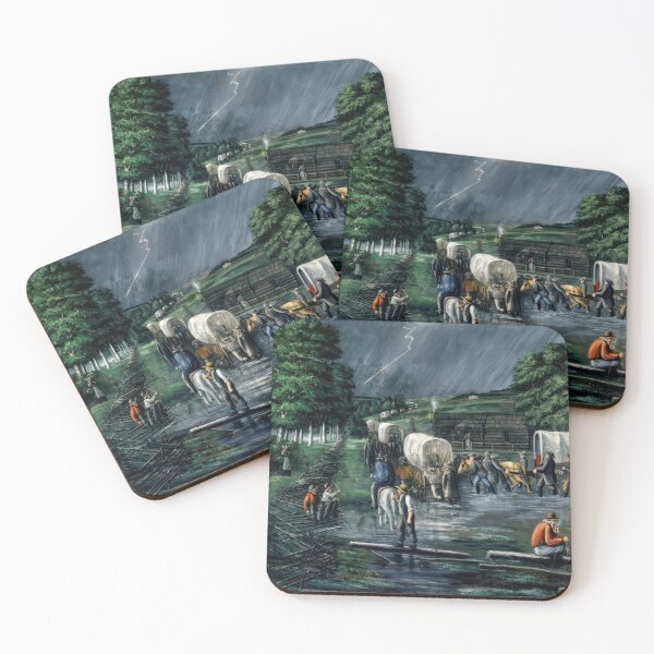 Item preview, Zion's Camp Pioneer Journey Storm Landscape Historical Painting designed and sold by TheSoulOfArt.