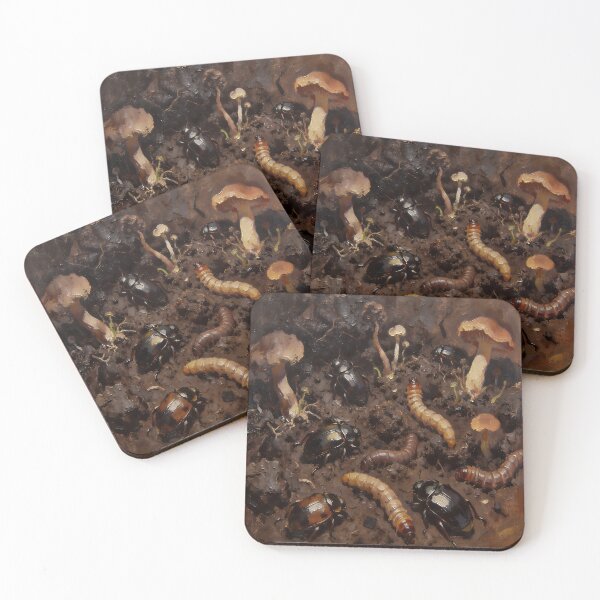 Item preview, Dark Forest Insects Aesthetic – Beetles, Worms & Mushrooms Nature Art designed and sold by cr6zym1nd.