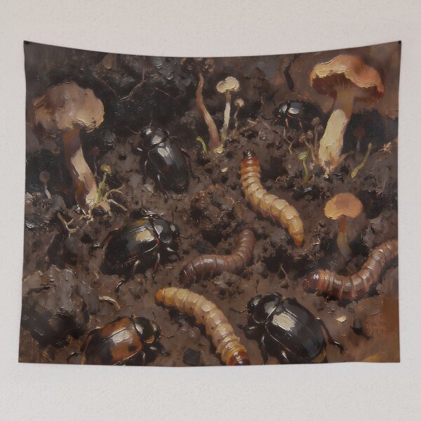 Item preview, Dark Forest Insects Aesthetic – Beetles, Worms & Mushrooms Nature Art designed and sold by cr6zym1nd.