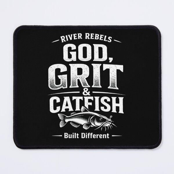 Item preview, God Grit and Catfish Shirt, River Rebels Fishing Shirt, Built Different Tee, Christian Fishing Shirt, Catfish Graphic Tee designed and sold by WildWonderfulWear.