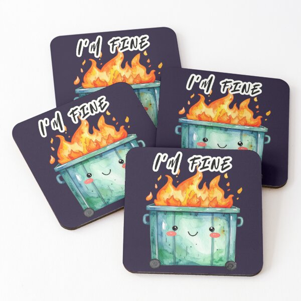 Item preview, Everything's fine, green trash can in flames, I'm fine designed and sold by LiskoDesign.