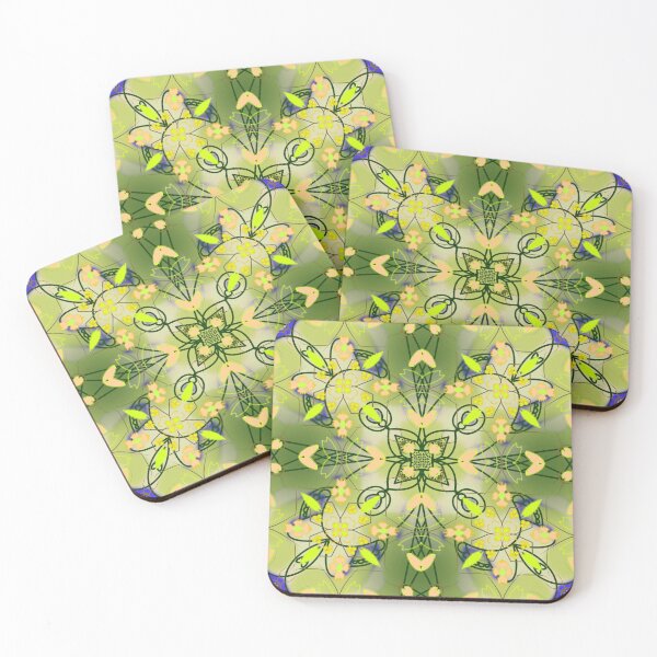 Item preview, Green Leaf Cherry Blossom Sakura Spring Abstract Mandala designed and sold by PonyShow-Studio.