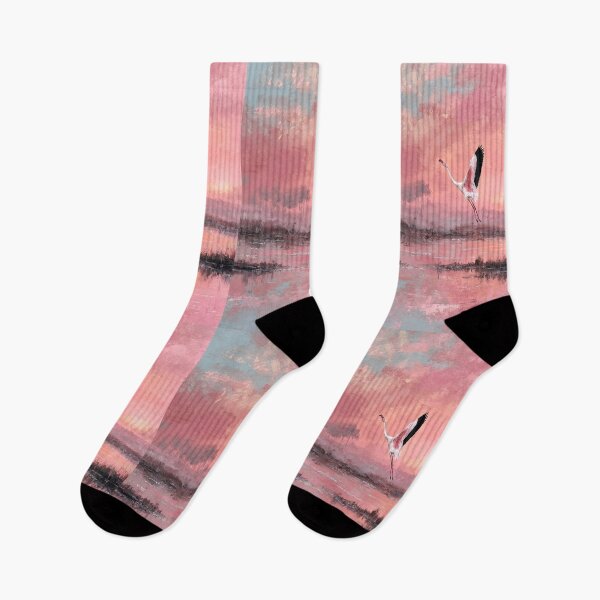 Item preview, A Flamingo lifting into the air over shallow wetlands, Birds in Motion designed and sold by CDC40.