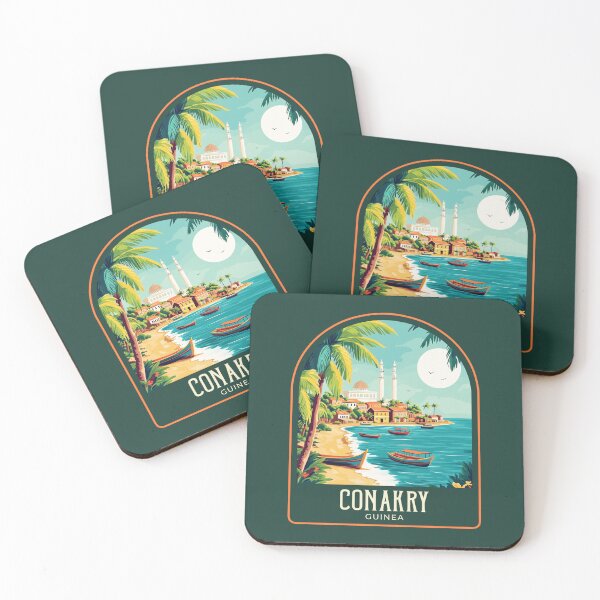 Item preview, Conakry Vintage Travel Illustration designed and sold by HomeLivingCo.