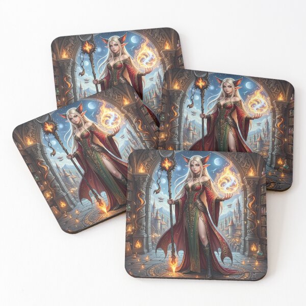 Item preview, Elven Fire Sorceress - Elf Wizard Fantasy Art designed and sold by Lucid Dream Pixel.
