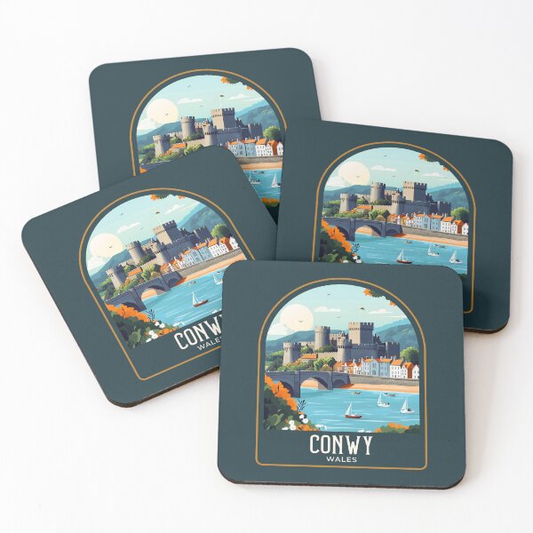 Item preview, Conwy Vintage Travel Illustration designed and sold by HomeLivingCo.