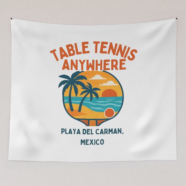 Item preview, Playa del Carmen Mexico Table Tennis Anywhere Retro Sunset Paddle T-Shirt designed and sold by OhMyPingCo.