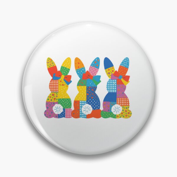 Item preview, Retro Patchwork Easter Bunnies — Colorful Kitsch Spring Rabbit Illustration designed and sold by Colorful-Garden.