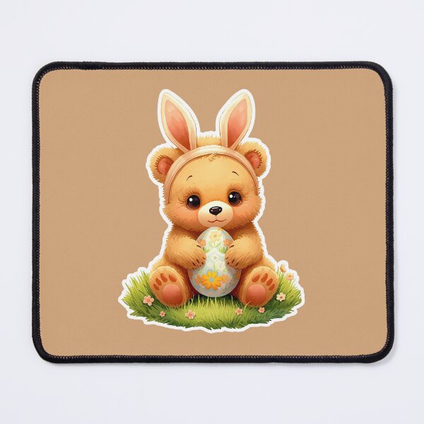 Item preview, Easter Bear with Bunny Ears Holding Egg – Cute Spring Animal Illustration designed and sold by Aileen404.