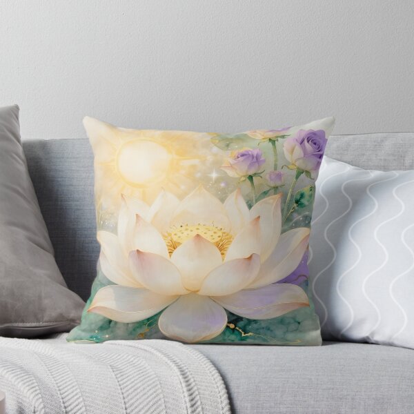 Artikelvorschau, Göttliche Lotusblume und violette Rosen in der Morgensonne entworfen und verkauft von Lightworker11.
