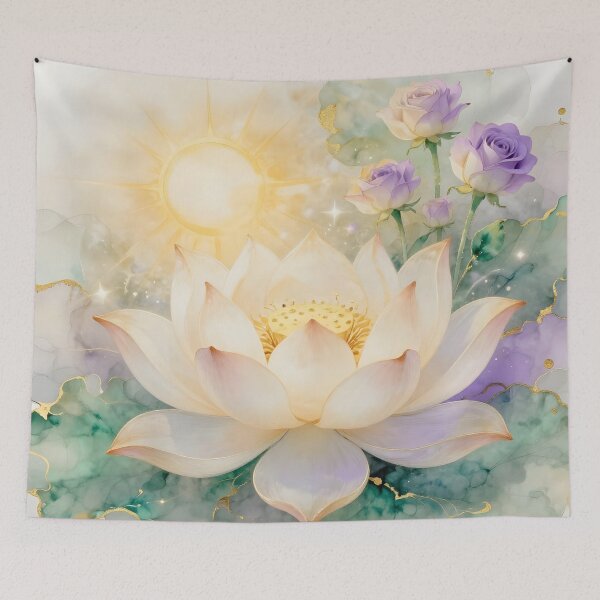 Item preview,  Divine Lotus Flower and Purple Roses in The Morning Sun designed and sold by Lightworker11.