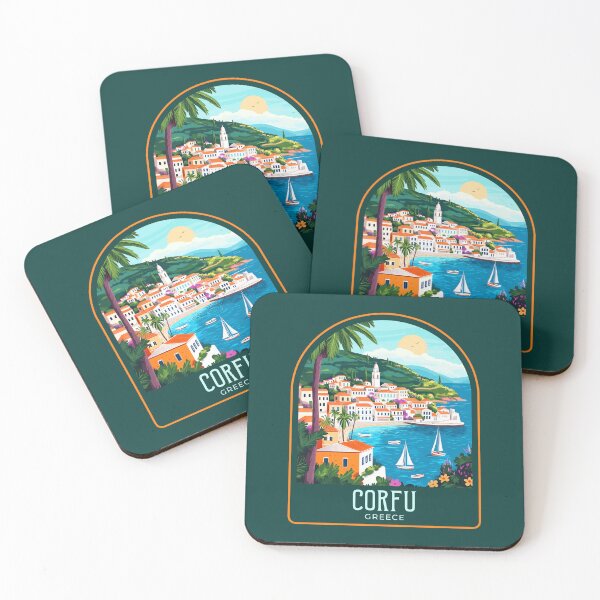 Item preview, Corfu Vintage Travel Illustration designed and sold by HomeLivingCo.