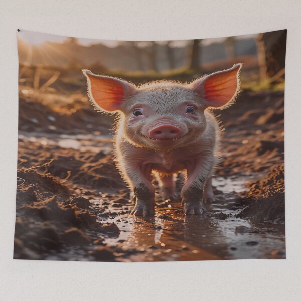 Item preview, Adorable Piglet in Golden Sunset Light designed and sold by BeautifulVirtues.