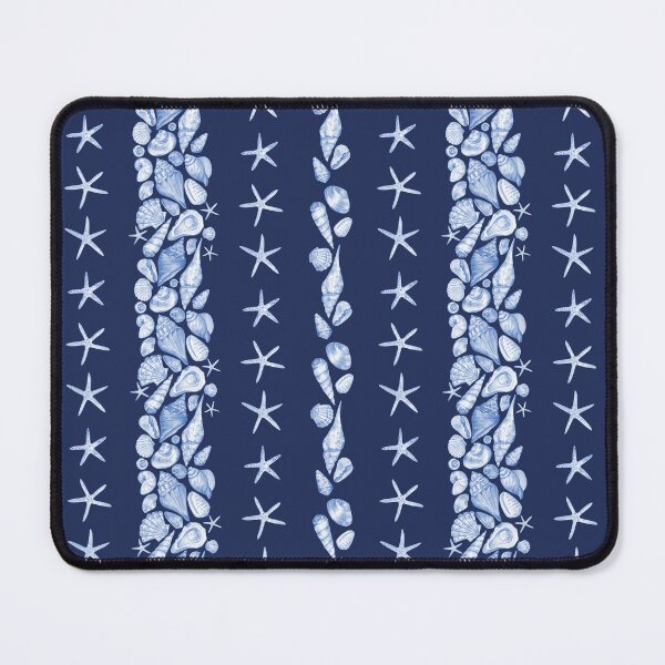 Item preview, Seashells Striped Pattern on Dark Blue designed and sold by Flowersforbear.