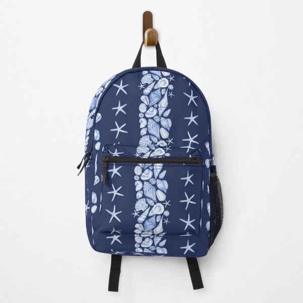 Item preview, Seashells Striped Pattern on Dark Blue designed and sold by Flowersforbear.