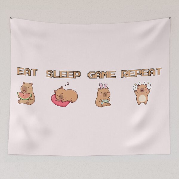 Item preview, Eat Sleep Game Repeat Cute Gamer Capybara designed and sold by Hannah-Yei.