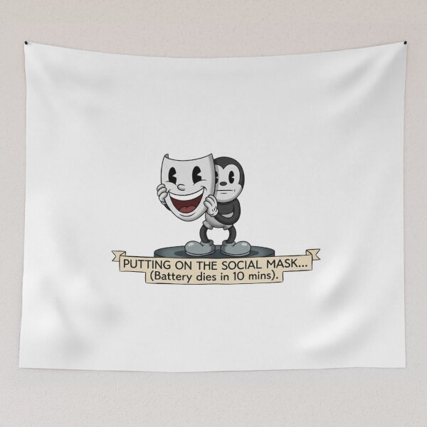 Item preview, Putting on the Social Mask - Low Social Battery Introvert Humor designed and sold by PoomDesign.