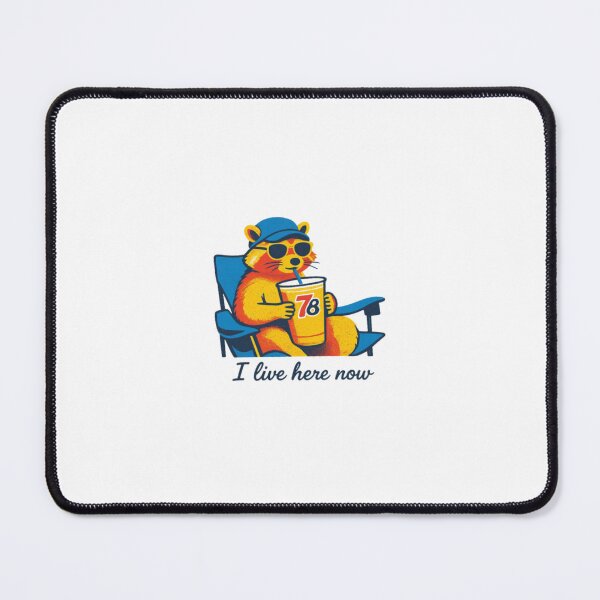 Item preview, I Live Here Now Raccoon — Funny Retro Summer Vacation Trash Panda Illustration designed and sold by Colorful-Garden.