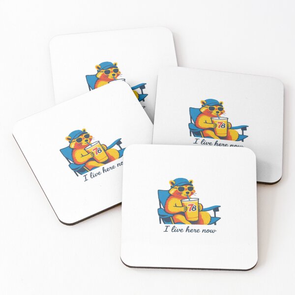 Item preview, I Live Here Now Raccoon — Funny Retro Summer Vacation Trash Panda Illustration designed and sold by Colorful-Garden.