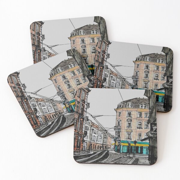 Item preview, Dresden Neustadt Schiefe Ecke Illustration – 01099 Urban Architecture Drawing designed and sold by UMA Urban Sketch.