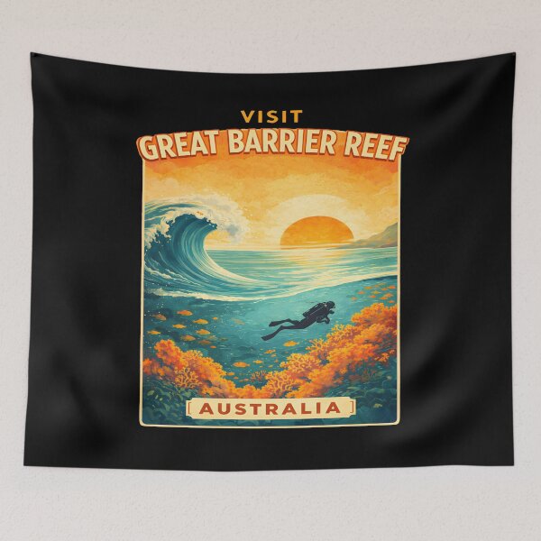 Item preview, Visit Great Barrier Reef Australia – Coral Reef Scuba Diving Travel Art designed and sold by Axivra.