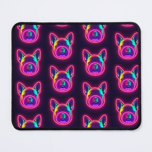 Item preview, Neon French Bulldog — Rainbow Holographic Frenchie Portrait with Glowing Neon Outline designed and sold by Sixième Studio.
