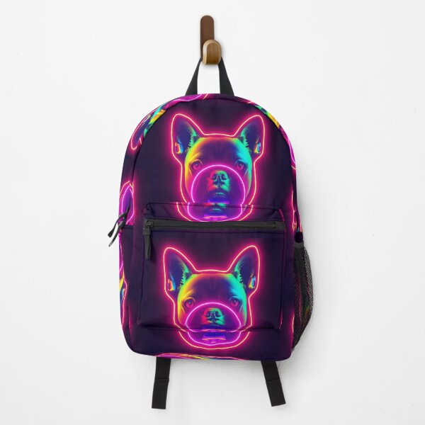 Item preview, Neon French Bulldog — Rainbow Holographic Frenchie Portrait with Glowing Neon Outline designed and sold by Sixième Studio.