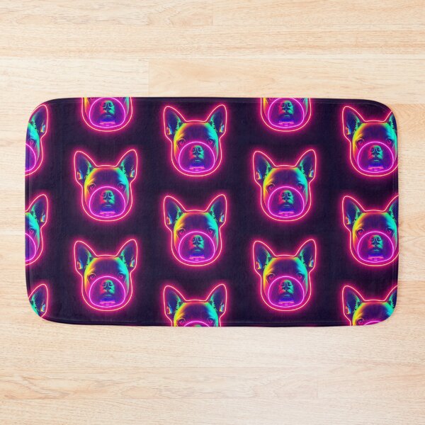 Item preview, Neon French Bulldog — Rainbow Holographic Frenchie Portrait with Glowing Neon Outline designed and sold by Sixième Studio.