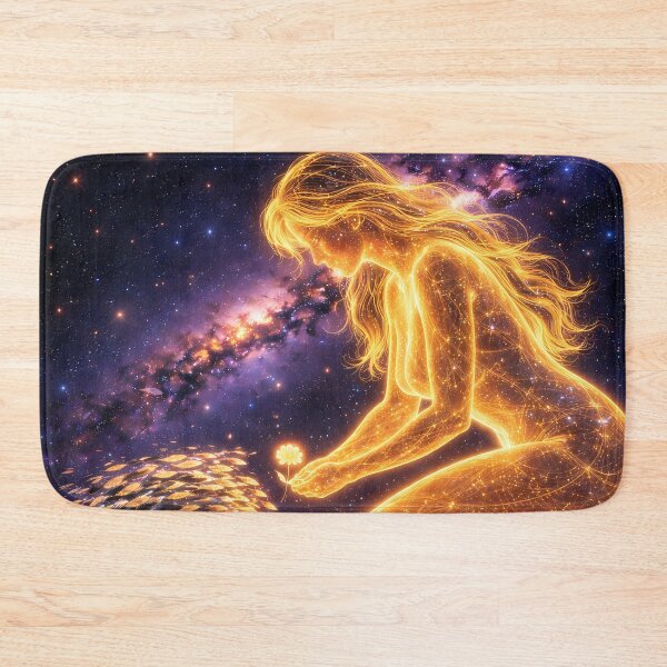 Item preview, Golden Cosmic Woman Shaping Ocean Reality designed and sold by KnitOfShadoF.