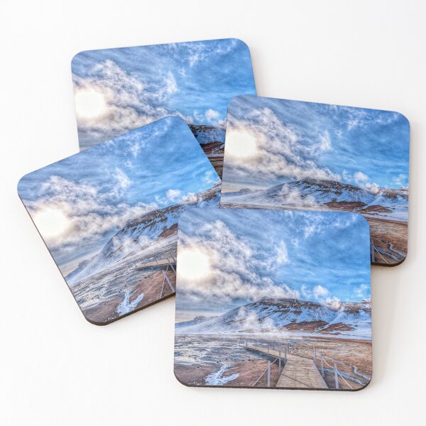 Item preview, Iceland Námafjall Geothermal Area Photography Print | Mývatn Volcanic Landscape Wall Art | Iceland Steam Mountain Travel Poster designed and sold by Fjallsjokull.