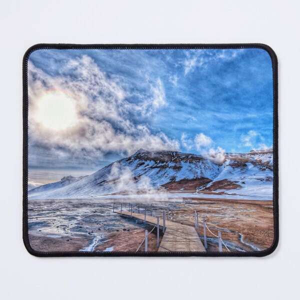 Item preview, Iceland Námafjall Geothermal Area Photography Print | Mývatn Volcanic Landscape Wall Art | Iceland Steam Mountain Travel Poster designed and sold by Fjallsjokull.