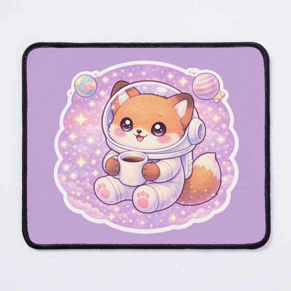 Item preview, Kawaii Space Fox with Coffee – Cute Cosmic Fox designed and sold by p-frosty-design.