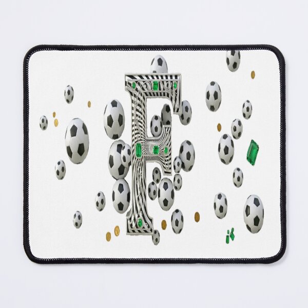 Item preview, Royal Football Monogram: Emerald Encrusted Letter F with Luxury Zebra Stripes & Golden Coins designed and sold by KalamAura.
