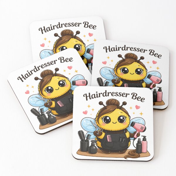 Item preview,  Brunette Hairdresser Bee – Cute Kawaii Salon Bee Design | Dark Hair Stylist Gift, Beauty Salon Aesthetic, Bee Kind Style designed and sold by PurpleJelly.
